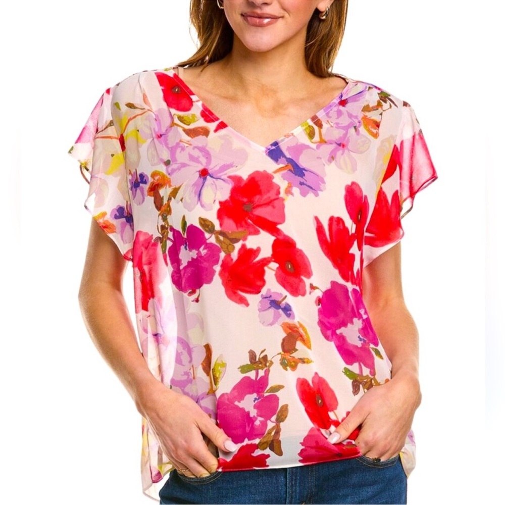 Cabi Floral V-Neck Blouse- NEW!